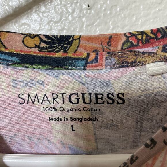 Smart Guess Mens Tshirt Colorful Graphic Shirt Size Large Organic Cotton - Picture 2 of 5